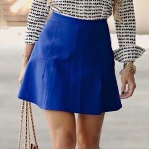 J. Crew Royal Blue Fluted Skirt in Double Crepe